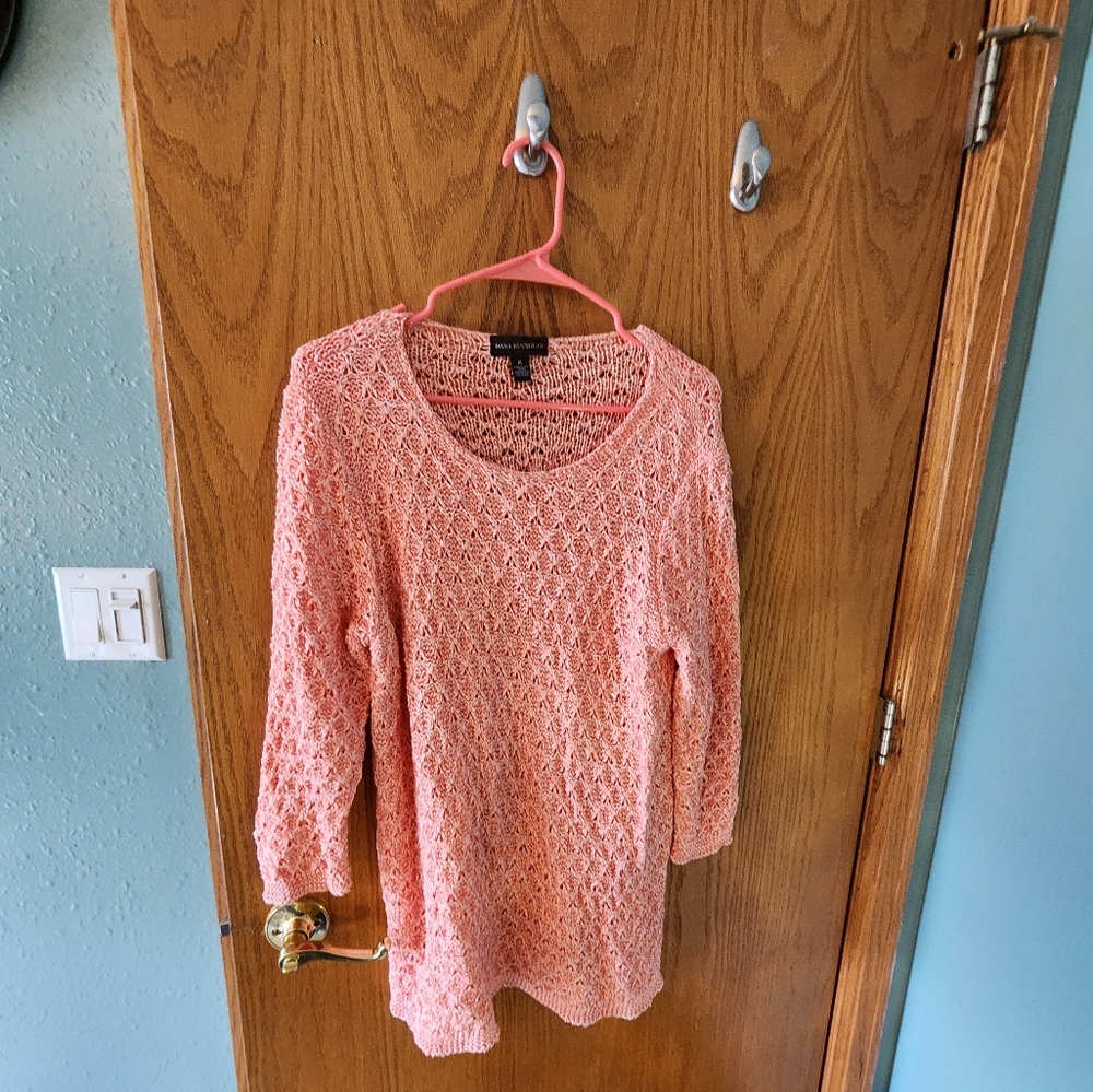 Dana Buchman Knitted Lightweight Sweater Pink Coral Size XL NWOT